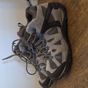 Merrell Falcon Trooper High Cut Waterproof Beige Brown Blue Sz 9 Women's Hikers